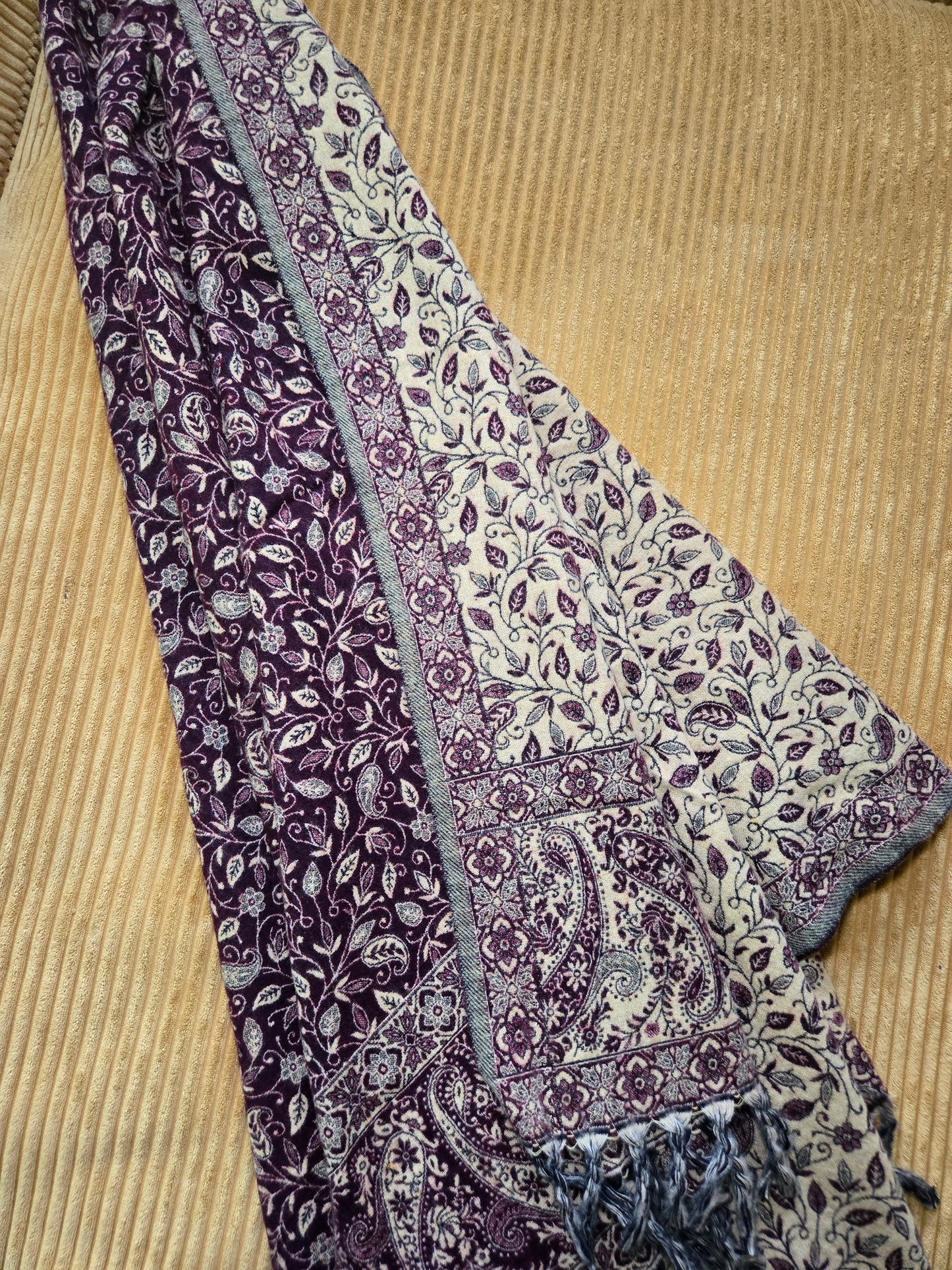 Elegant Burgundy Yak Wool Shawl