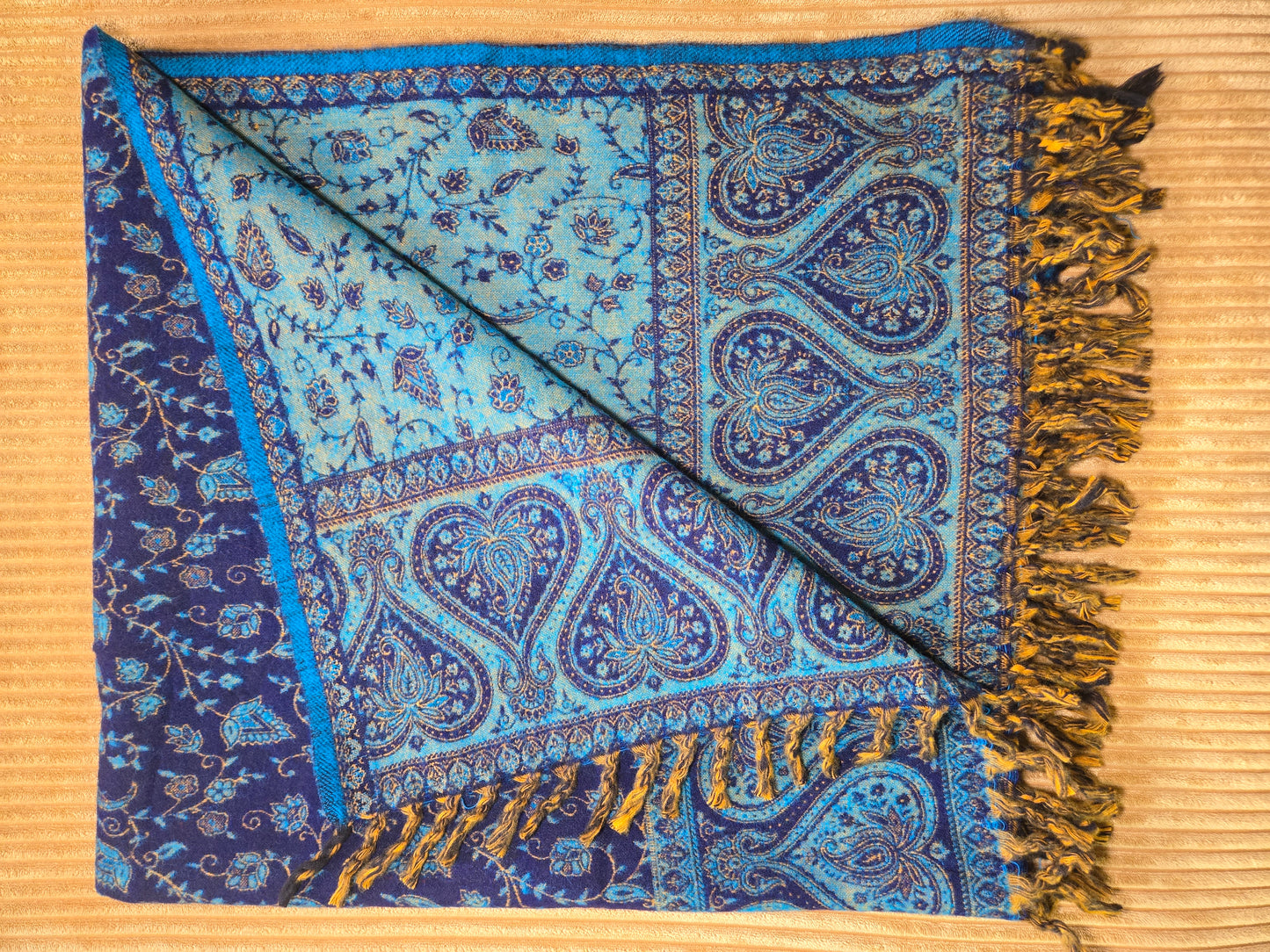 The Deep Blue Yak Wool Shawl