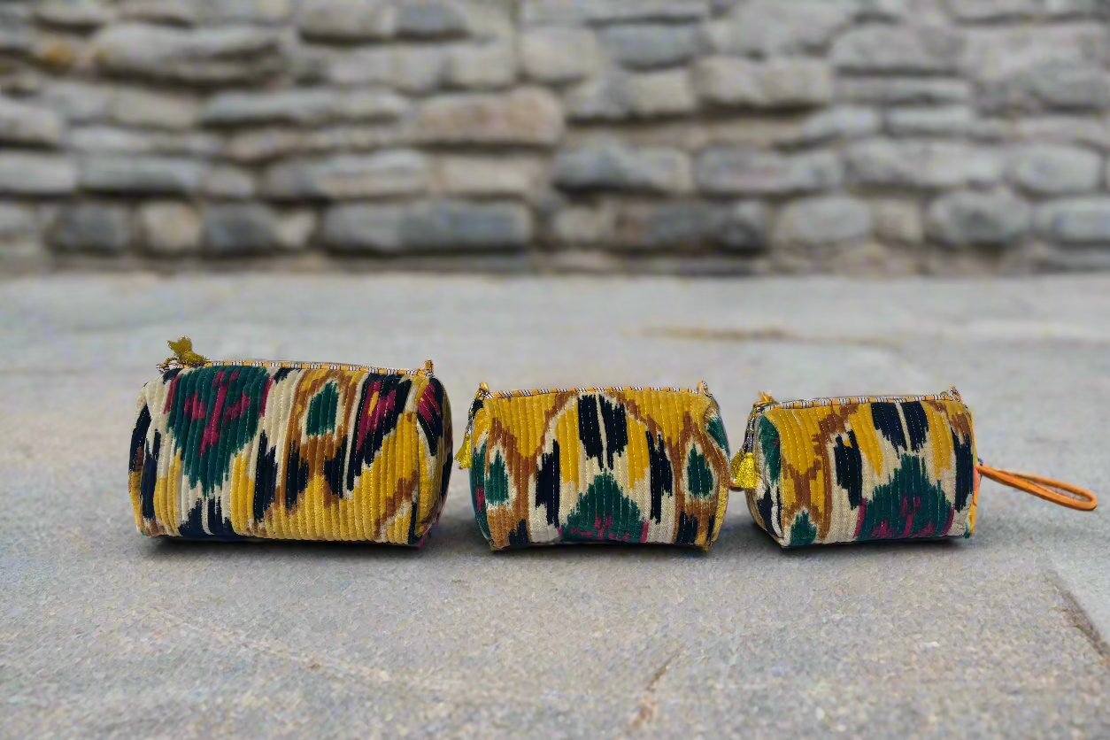 Yellow Velvet 3 Piece Travel Set