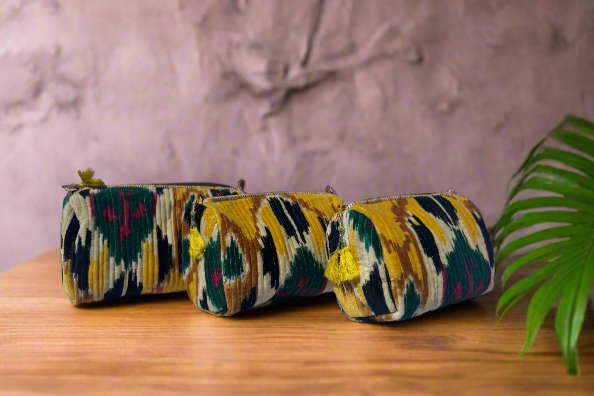 Yellow Velvet 3 Piece Travel Set