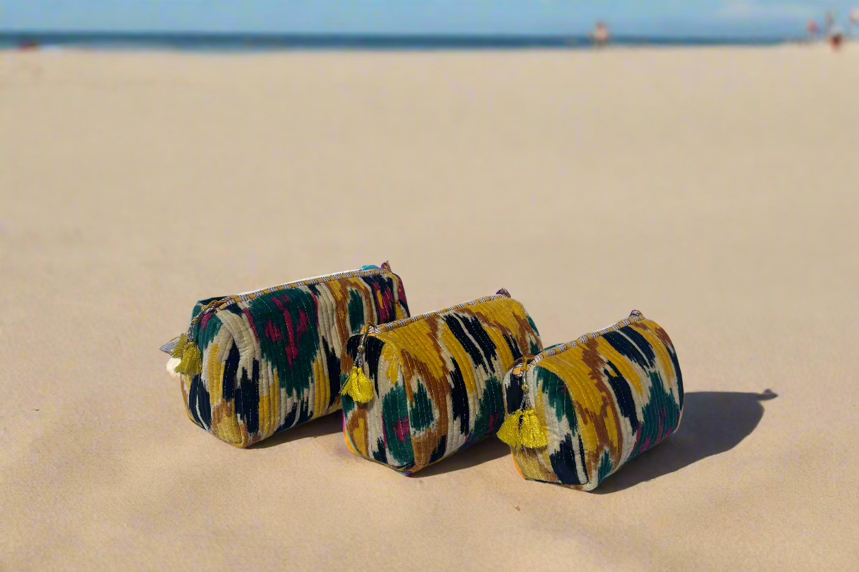 Yellow Velvet 3 Piece Travel Set