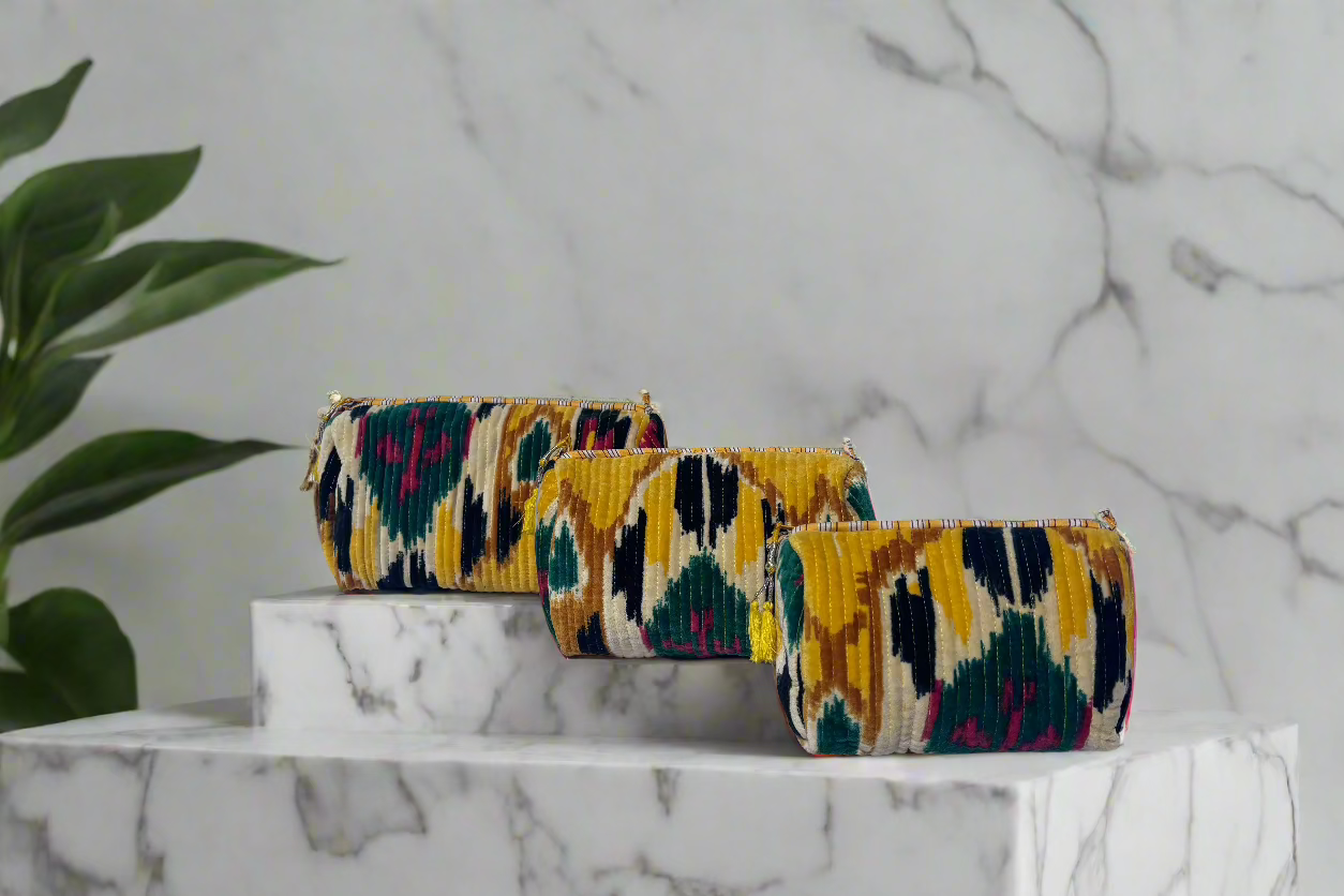 Yellow Velvet 3 Piece Travel Set