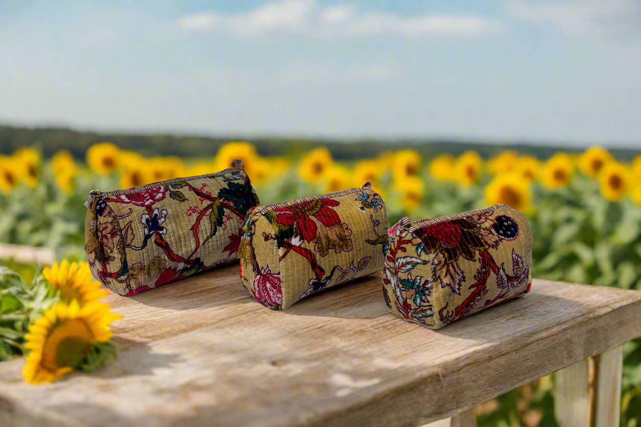 Mustard Velvet 3 Piece Travel Set