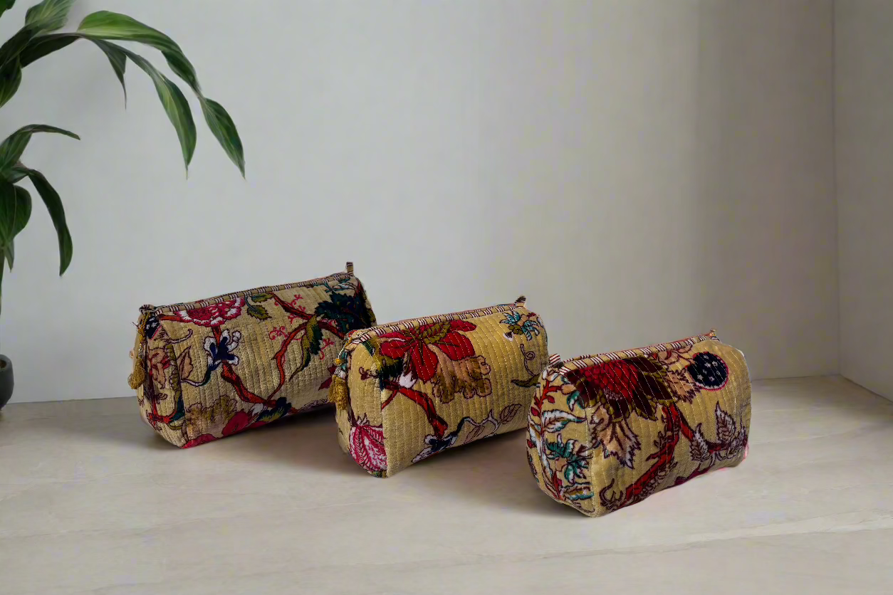 Mustard Velvet 3 Piece Travel Set
