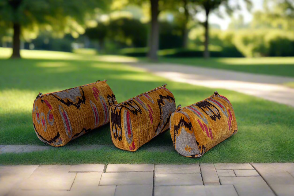 Orange Velvet 3 Piece Travel Set