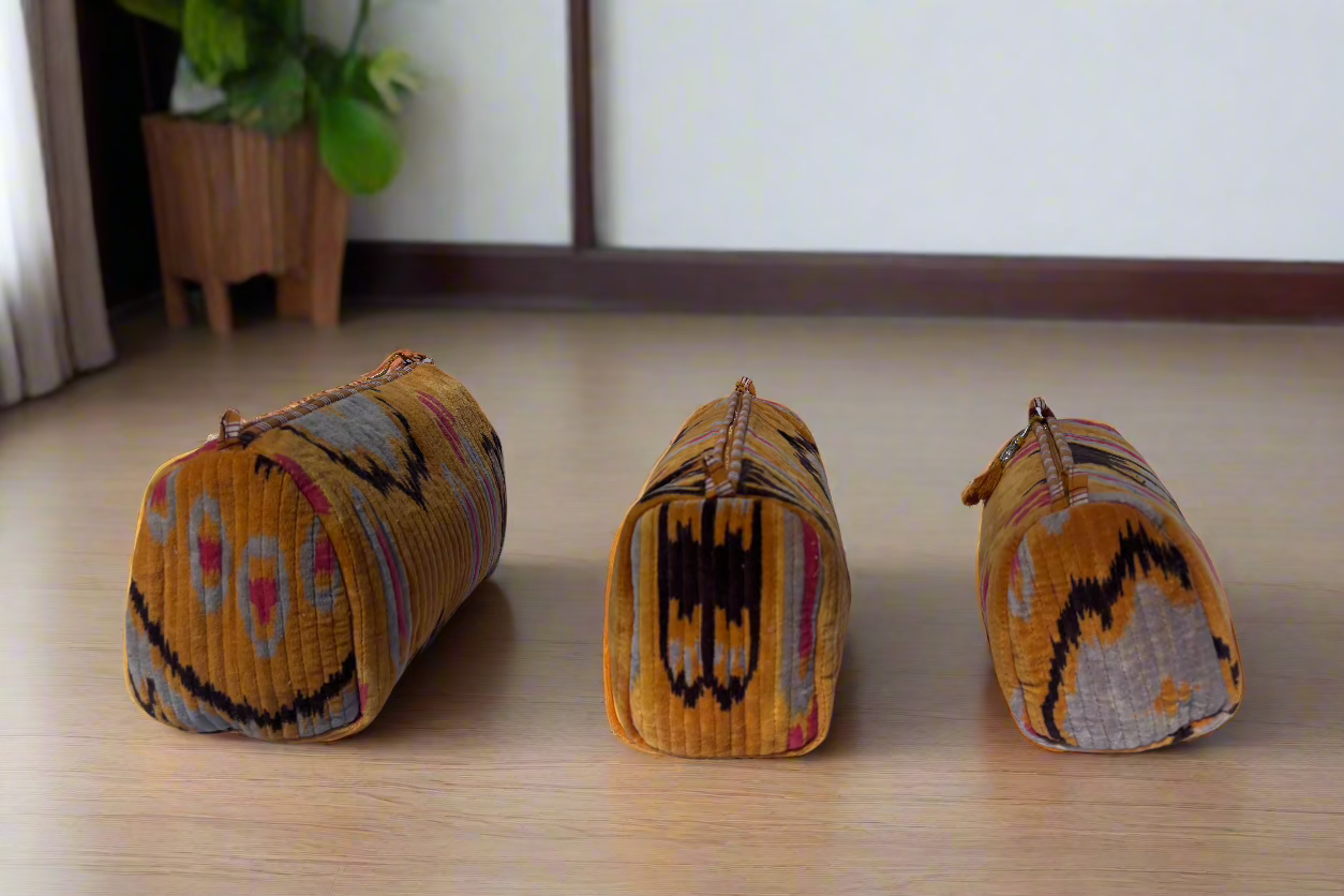 Orange Velvet 3 Piece Travel Set