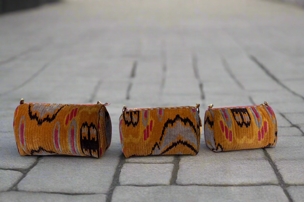 Orange Velvet 3 Piece Travel Set