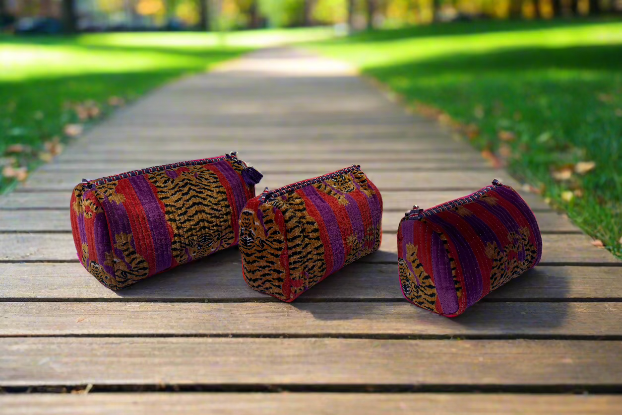 Purple Rain Tiger Velvet 3 Piece Travel Set