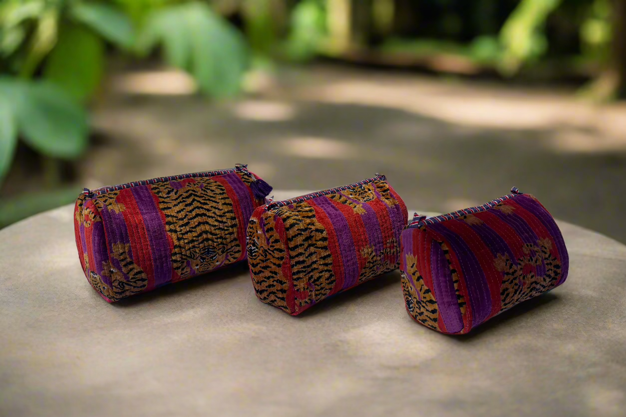 Purple Rain Tiger Velvet 3 Piece Travel Set