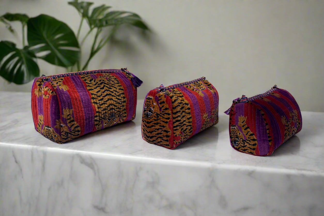 Purple Rain Tiger Velvet 3 Piece Travel Set
