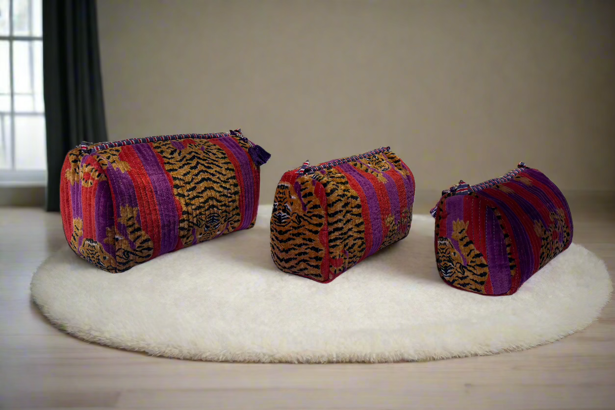 Purple Rain Tiger Velvet 3 Piece Travel Set