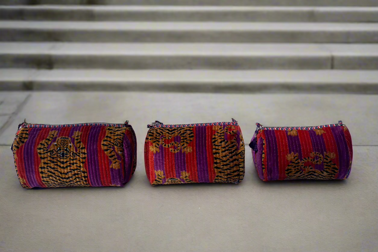 Purple Rain Tiger Velvet 3 Piece Travel Set