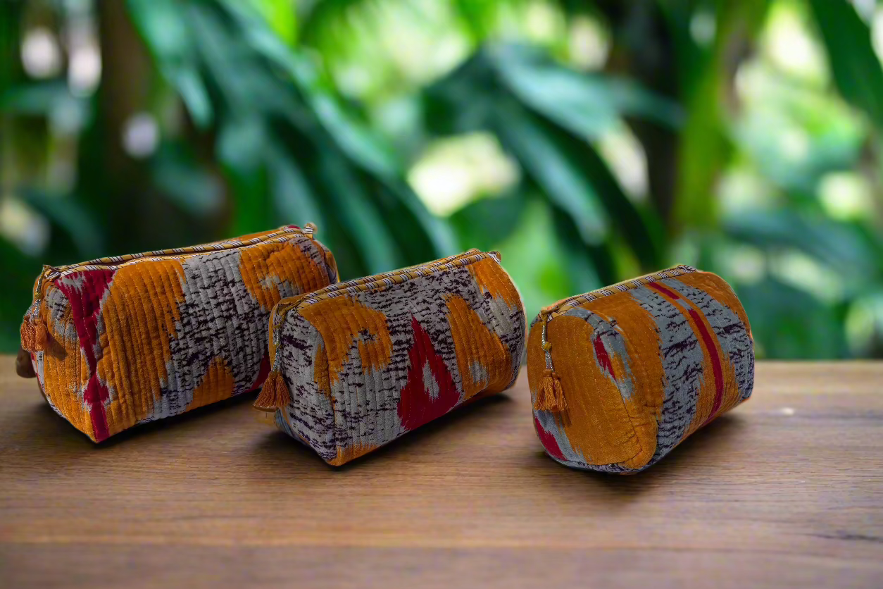 Orange Vibes Velvet 3 Piece Travel Set