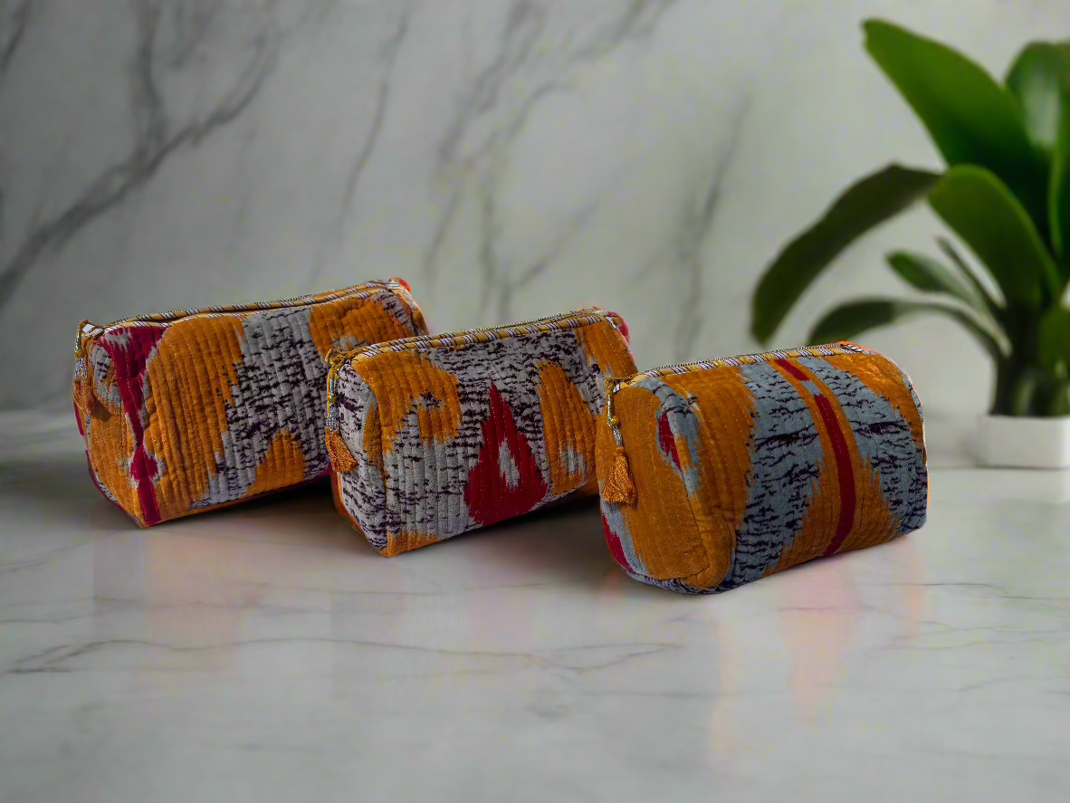 Orange Vibes Velvet 3 Piece Travel Set