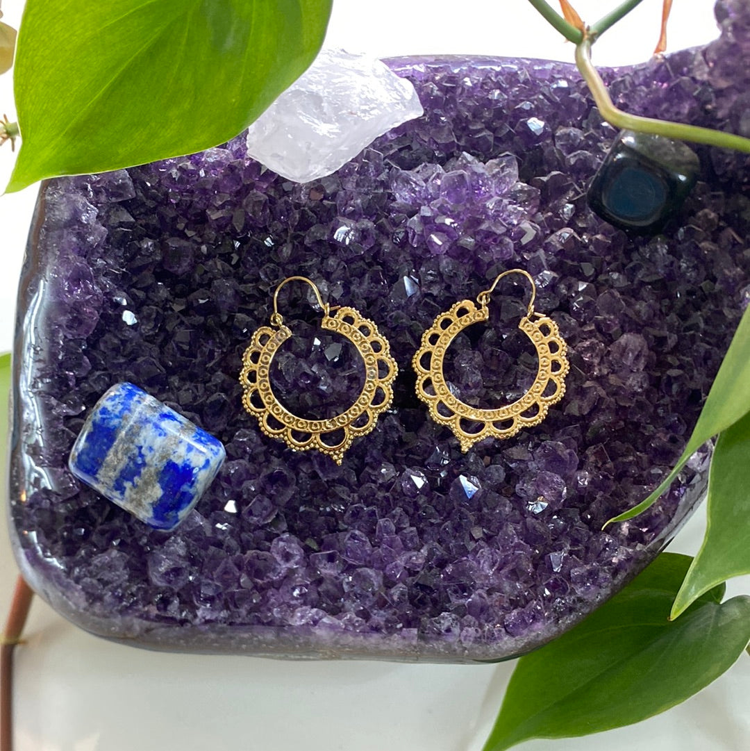 Golden Lace Ornate Earrings – Delicately Detailed