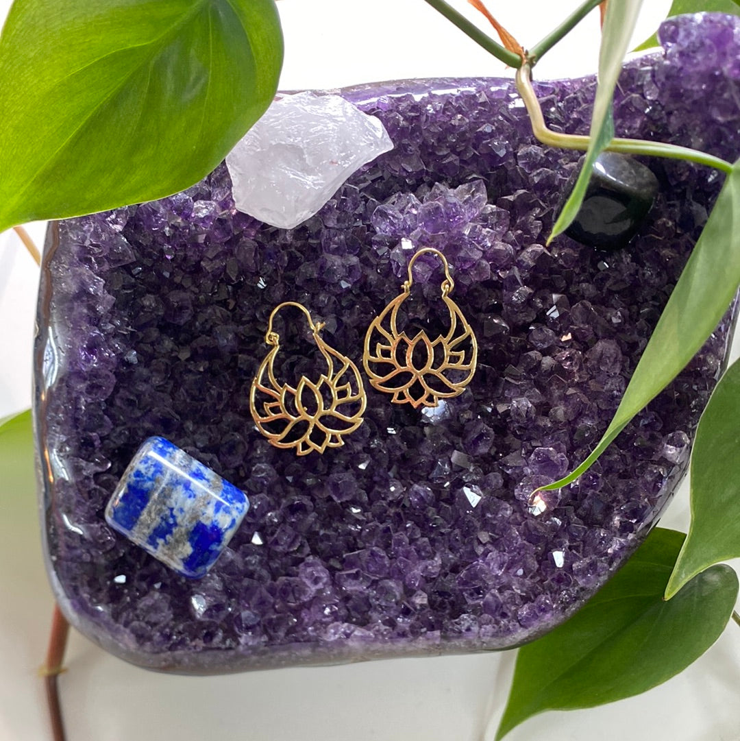 Eternal Lotus Brass Earrings – Serene and Symbolic
