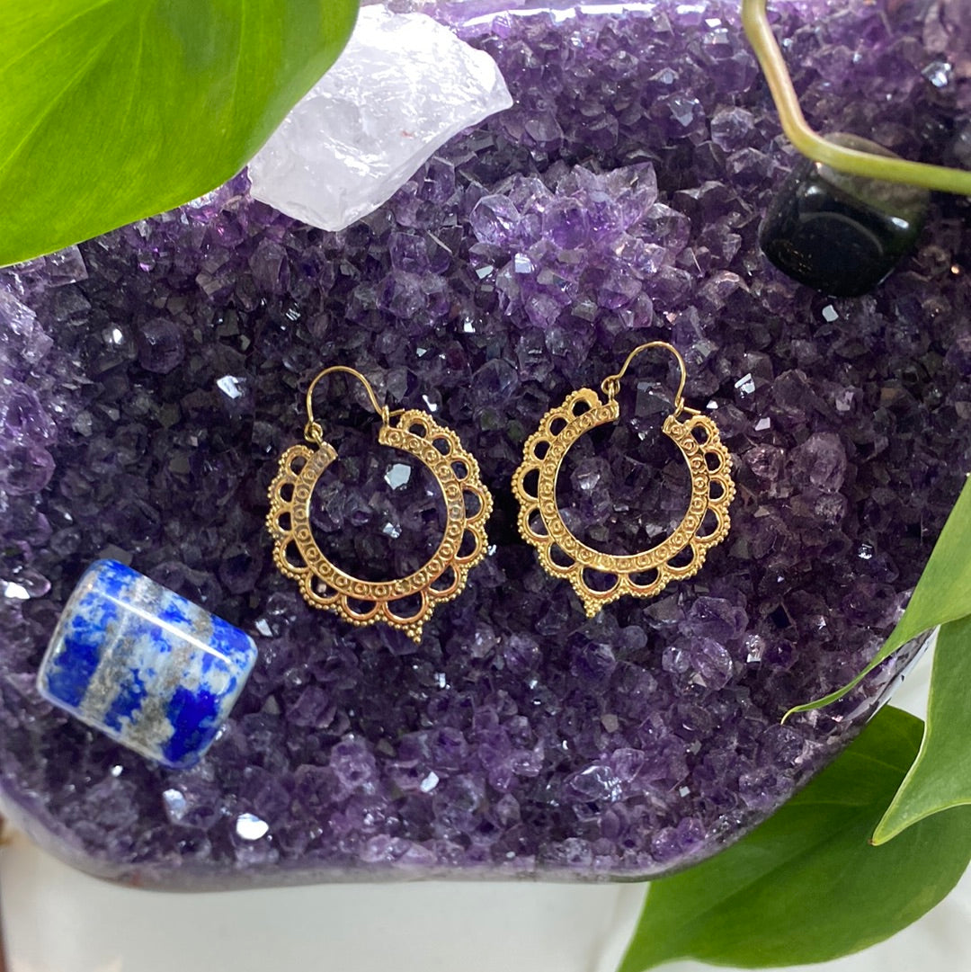 Golden Lace Ornate Earrings – Delicately Detailed