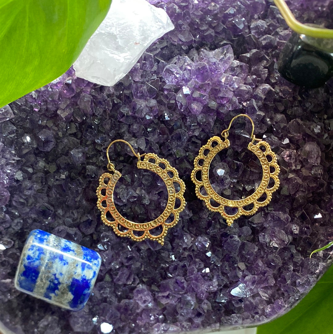 Golden Lace Ornate Earrings – Delicately Detailed