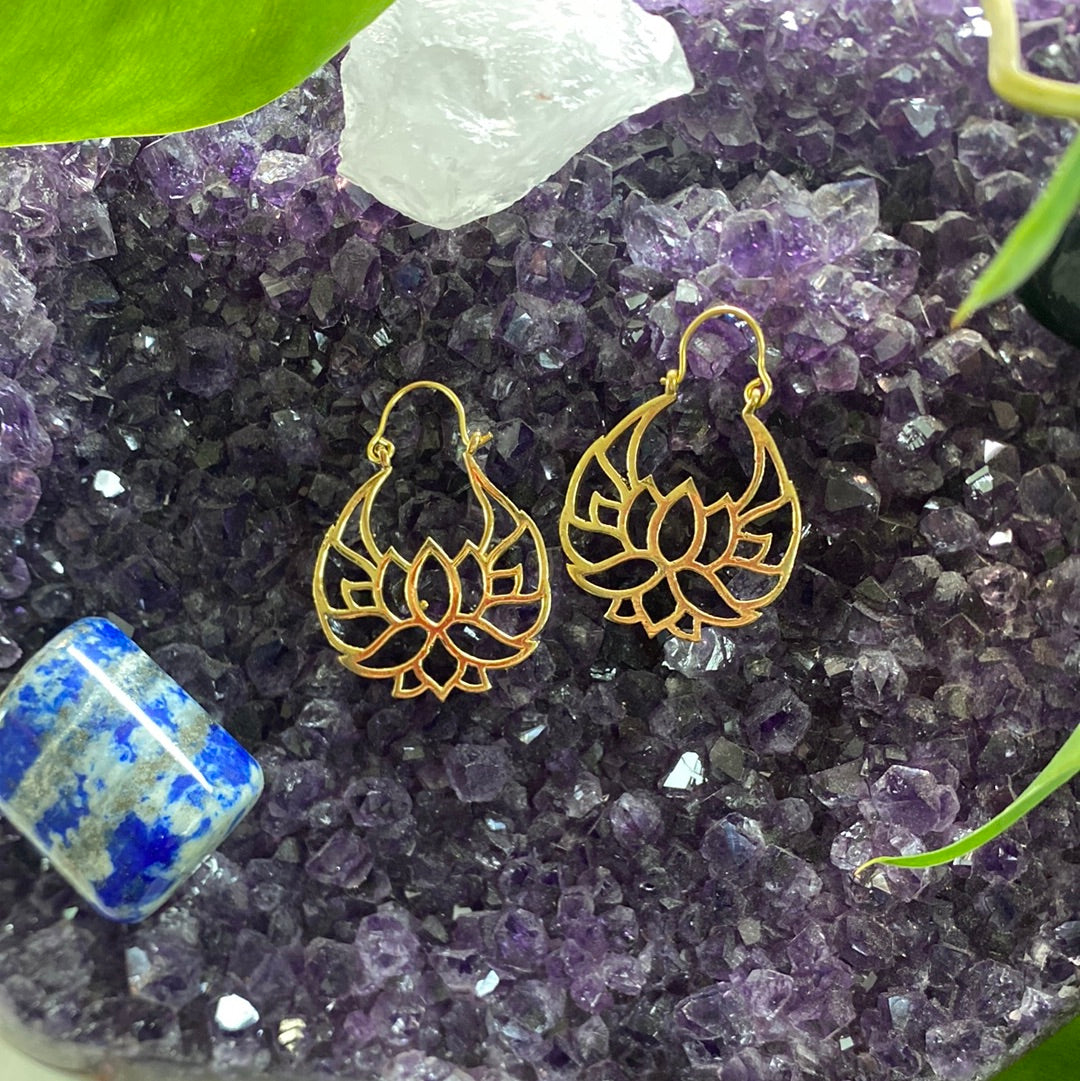 Eternal Lotus Brass Earrings – Serene and Symbolic