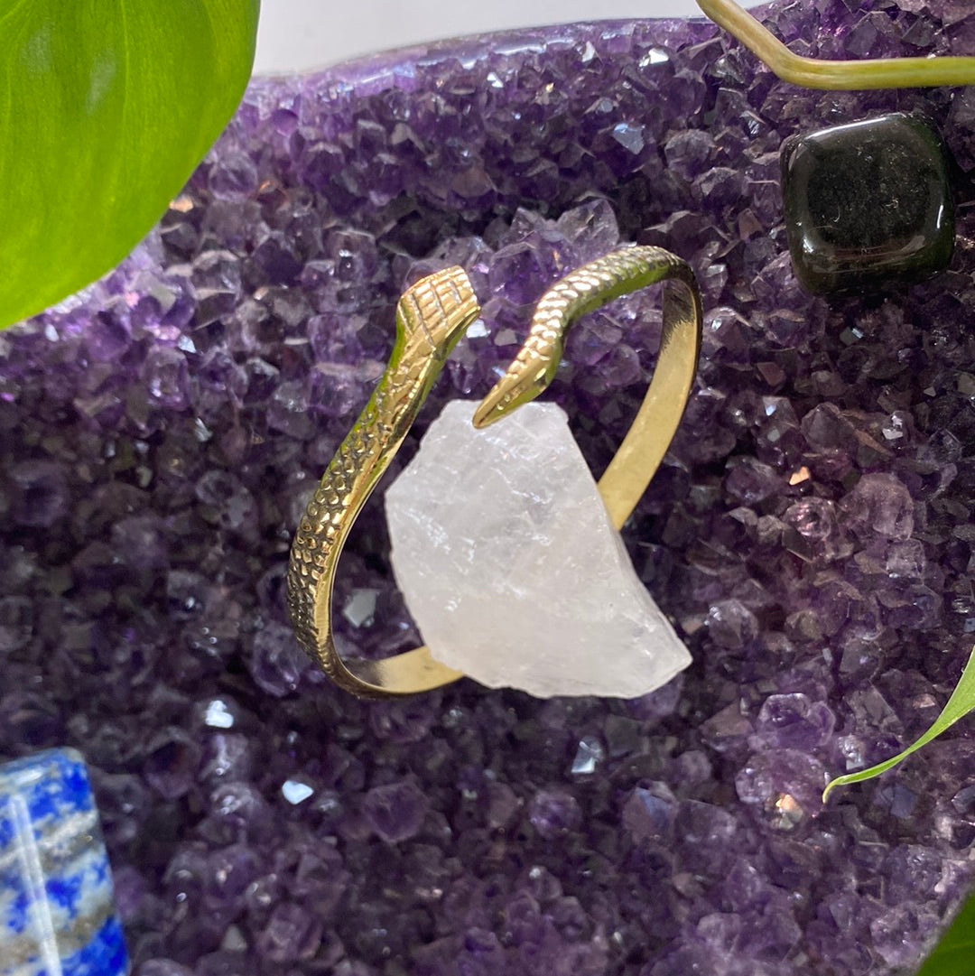 Chic Brass Snake Adjustable Bracelet – Sleek & Symbolic