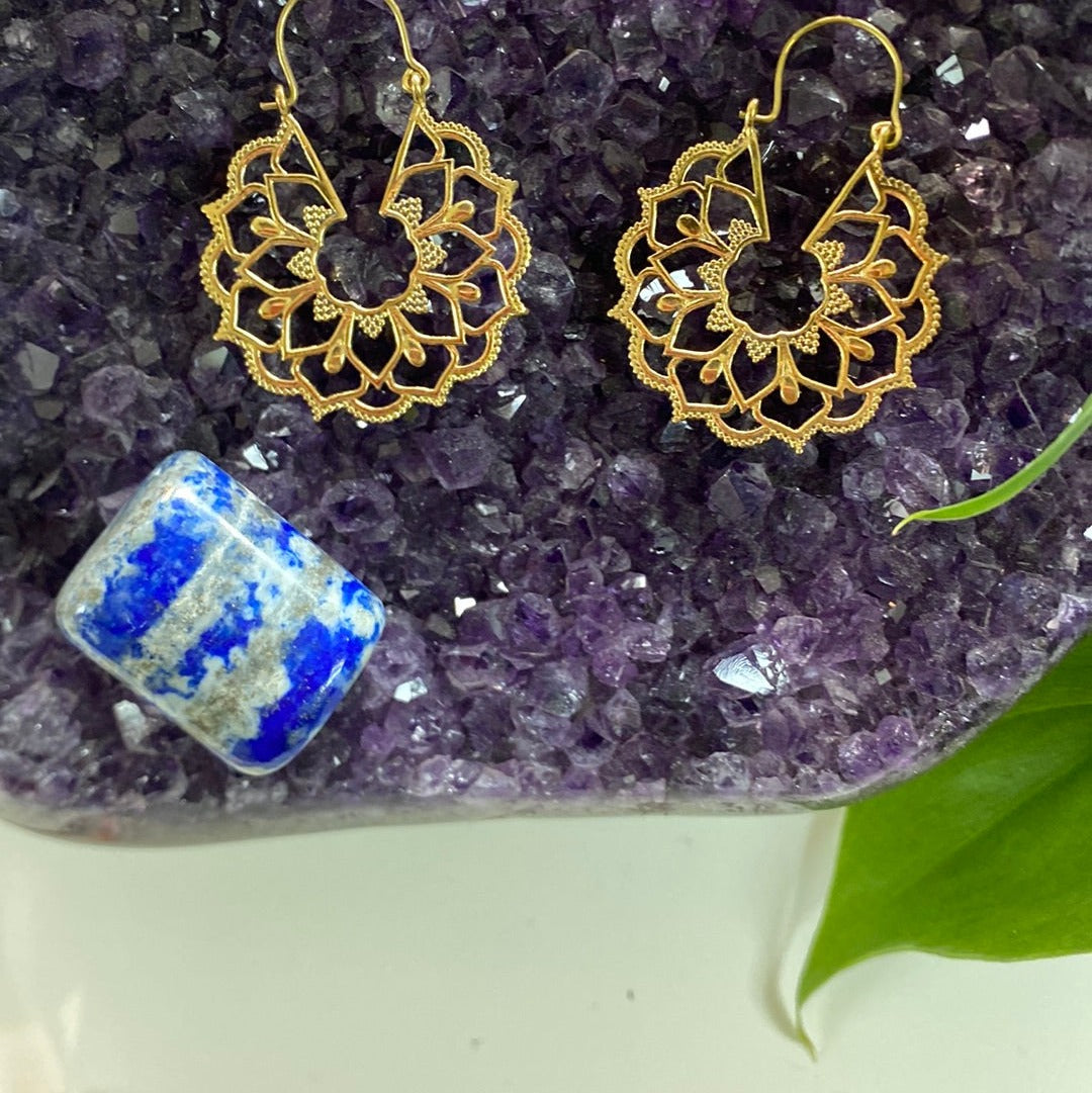 Mystic Mandala Brass Earrings – Intricate & Captivating