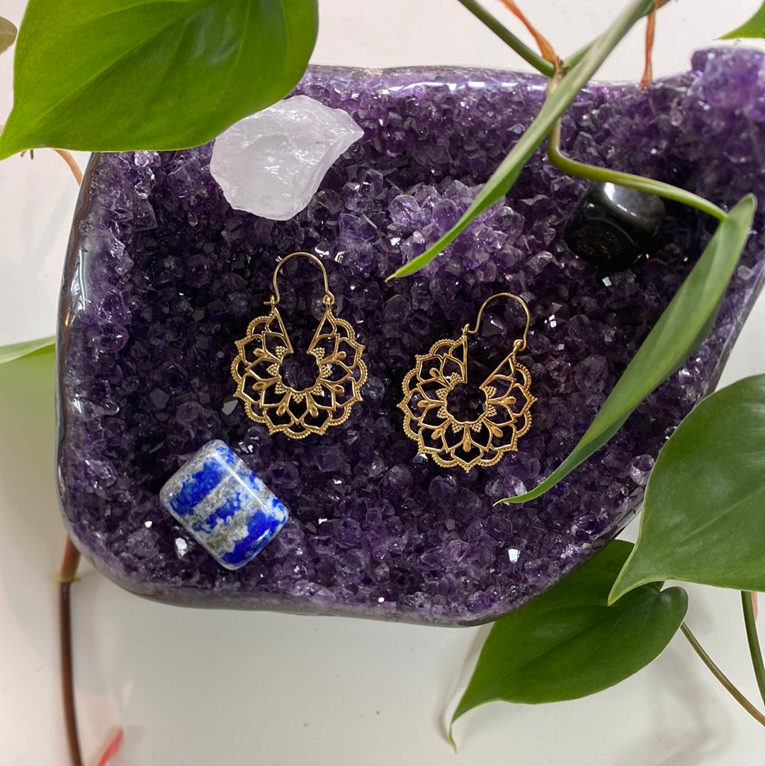 Mystic Mandala Brass Earrings – Intricate & Captivating