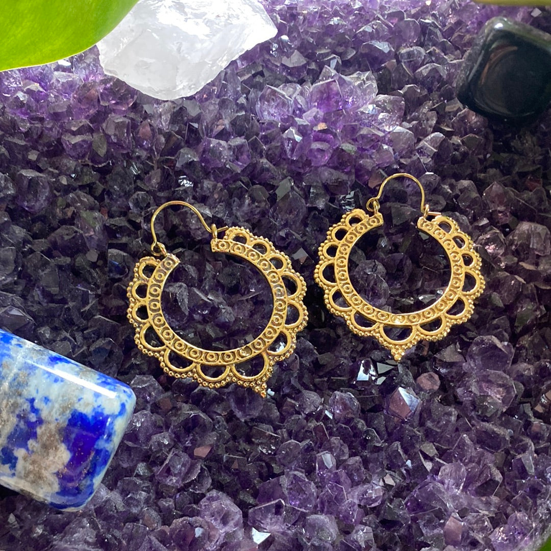 Golden Lace Ornate Earrings – Delicately Detailed