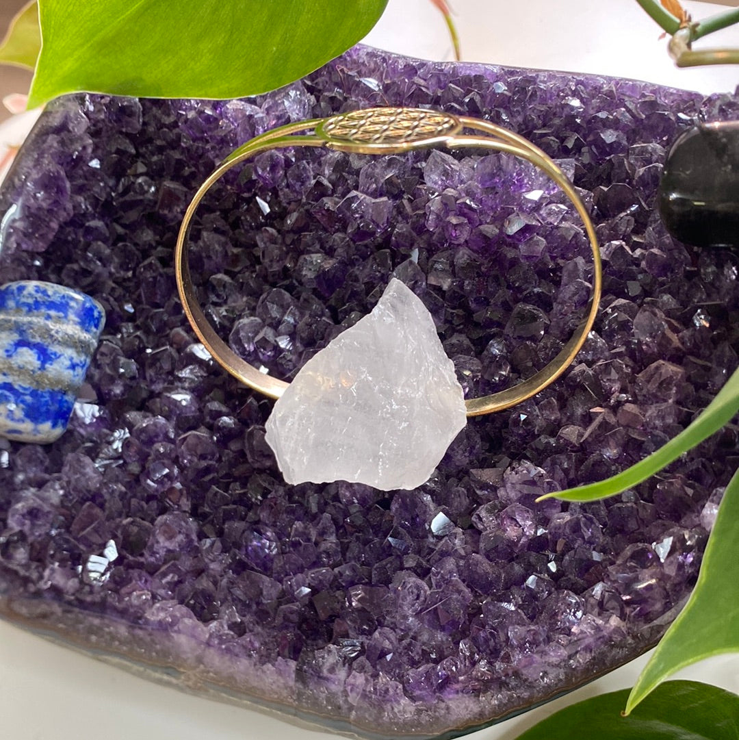 Cosmic Flower of Life Brass Bracelet – Adjustable & Symbolic