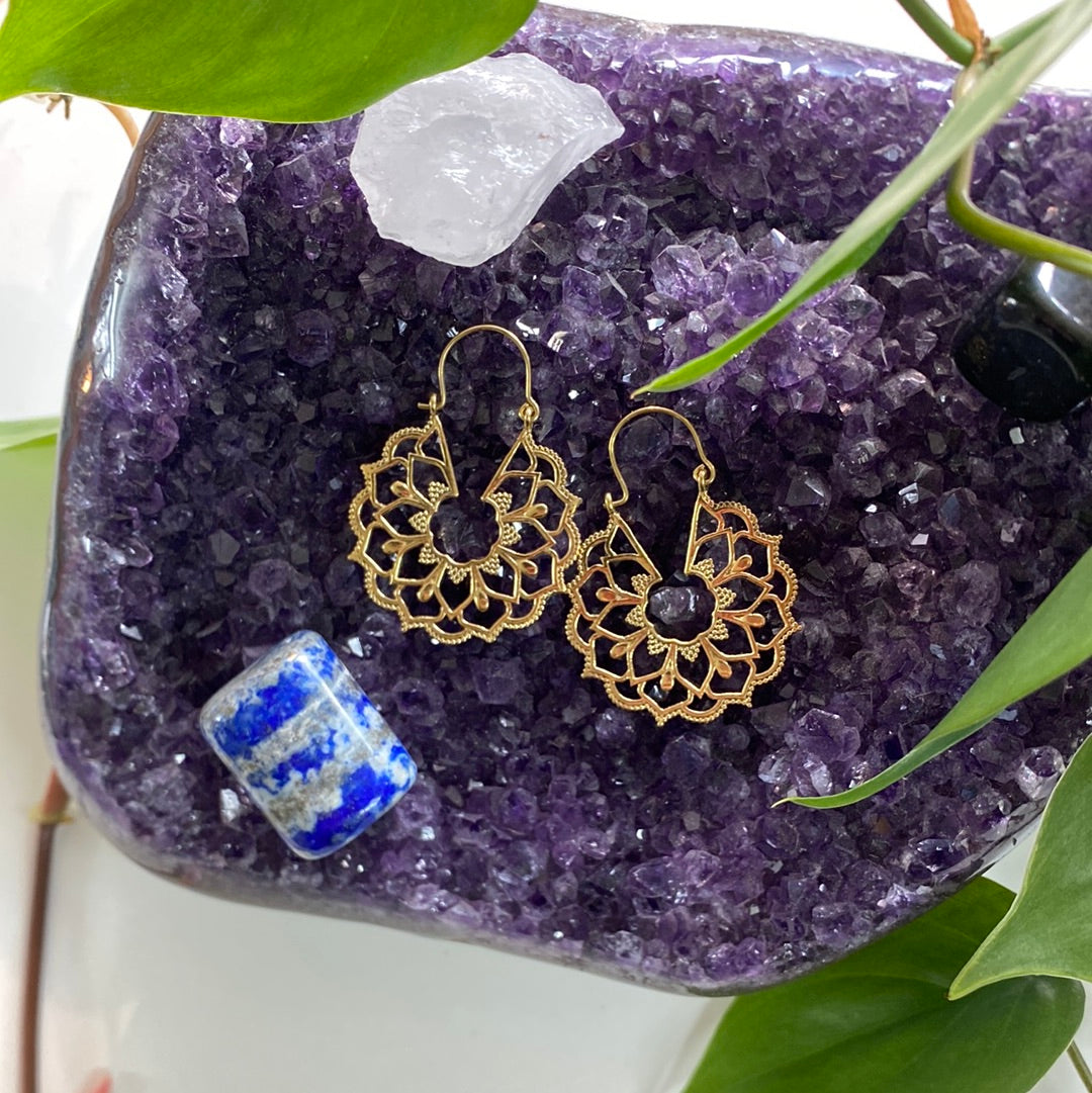 Mystic Mandala Brass Earrings – Intricate & Captivating