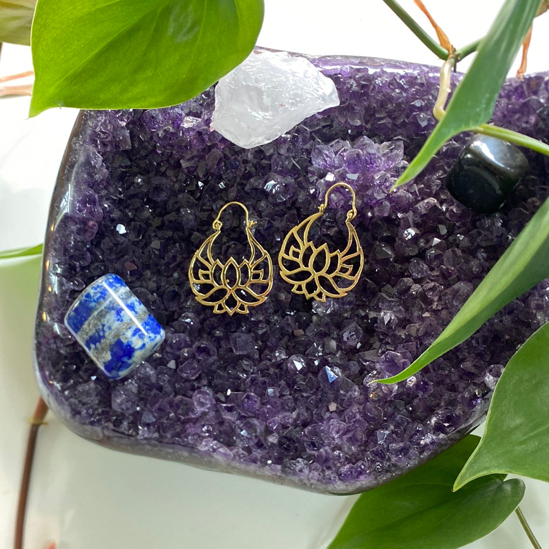 Eternal Lotus Brass Earrings – Serene and Symbolic