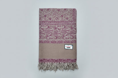 Earthy Burgundy Yak Wool Shawl – Handwoven Tibetan Wrap