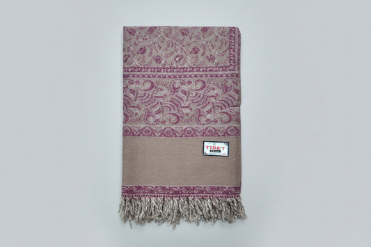 Earthy Burgundy Yak Wool Shawl – Handwoven Tibetan Wrap