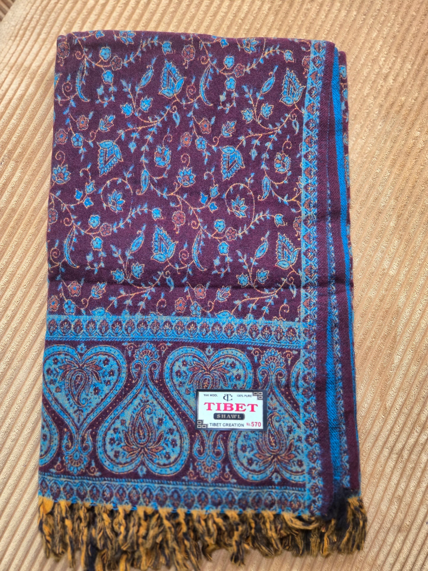 Brown-Teal stunning Yak Wool Shawl