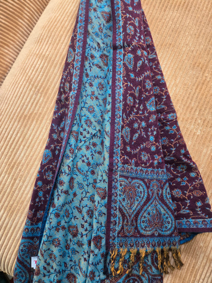 Brown-Teal stunning Yak Wool Shawl