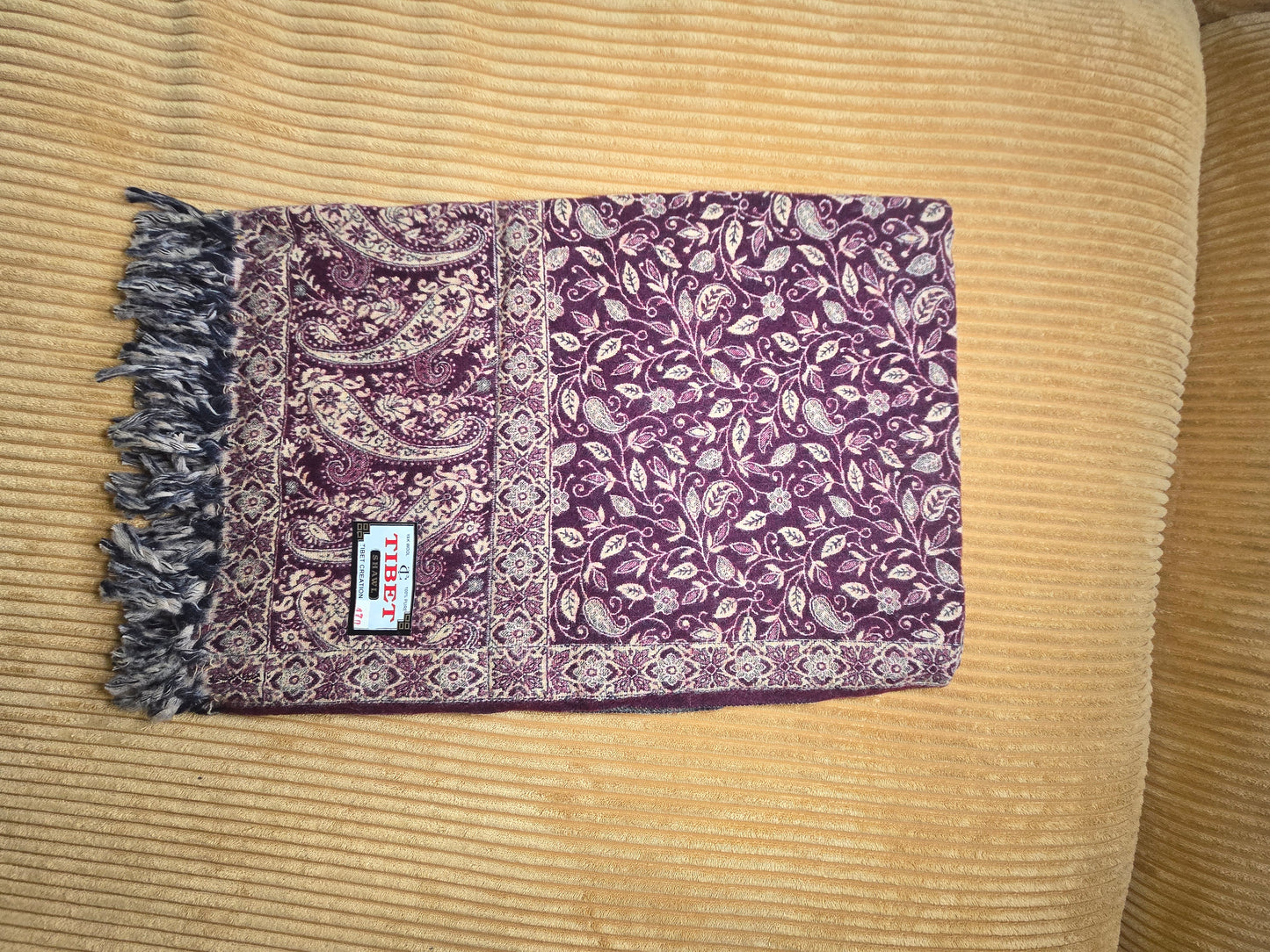 Elegant Burgundy Yak Wool Shawl
