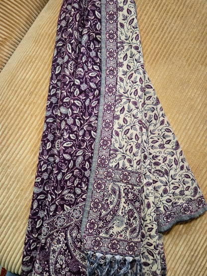 Elegant Burgundy Yak Wool Shawl