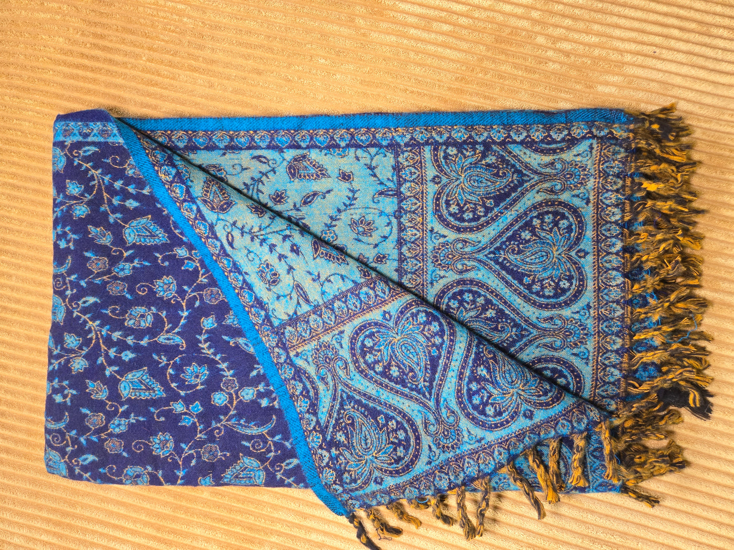 The Deep Blue Yak Wool Shawl