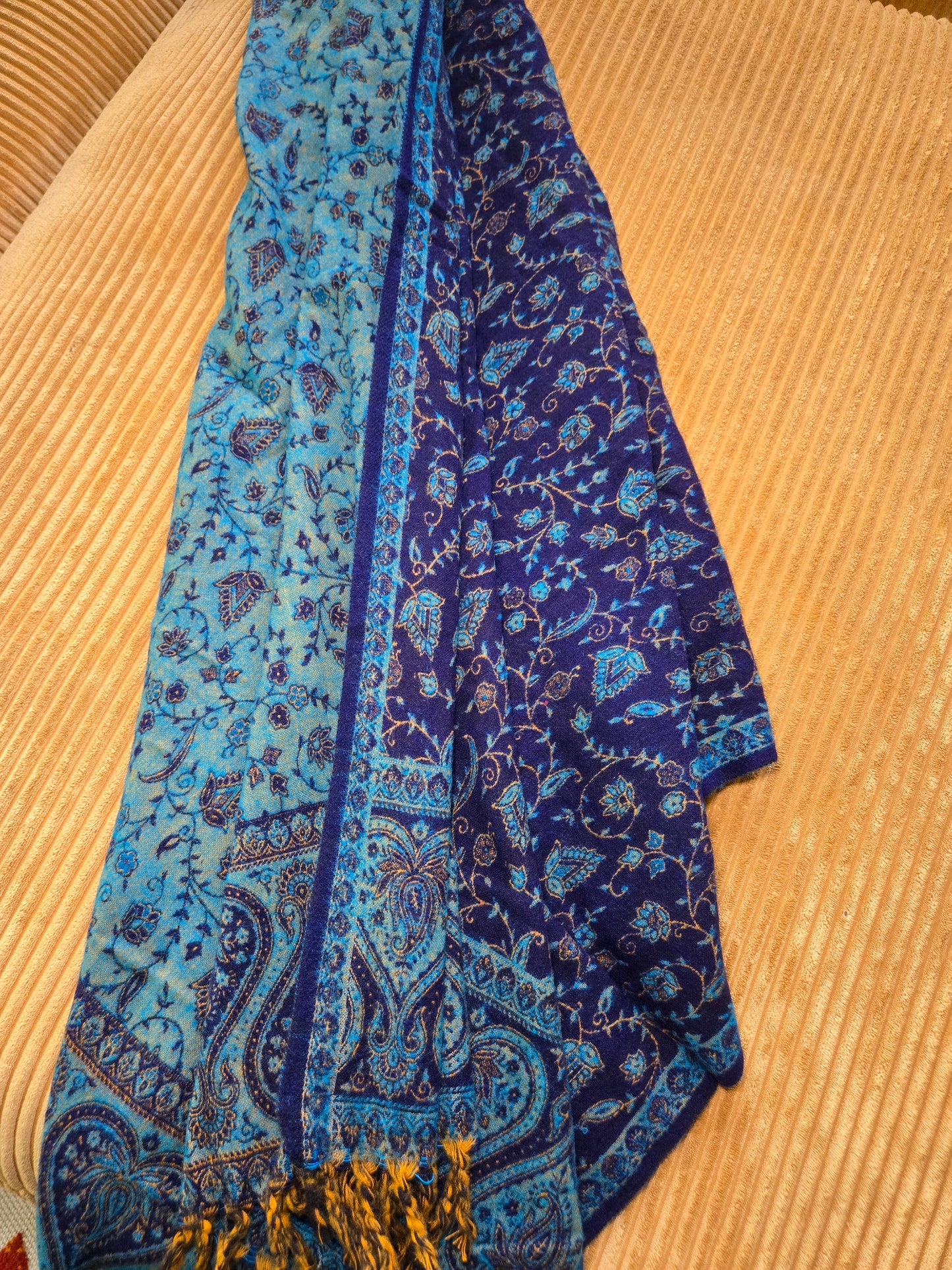 The Deep Blue Yak Wool Shawl