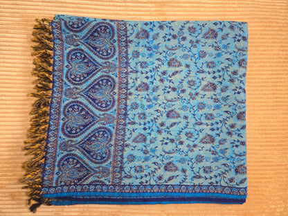 The Deep Blue Yak Wool Shawl