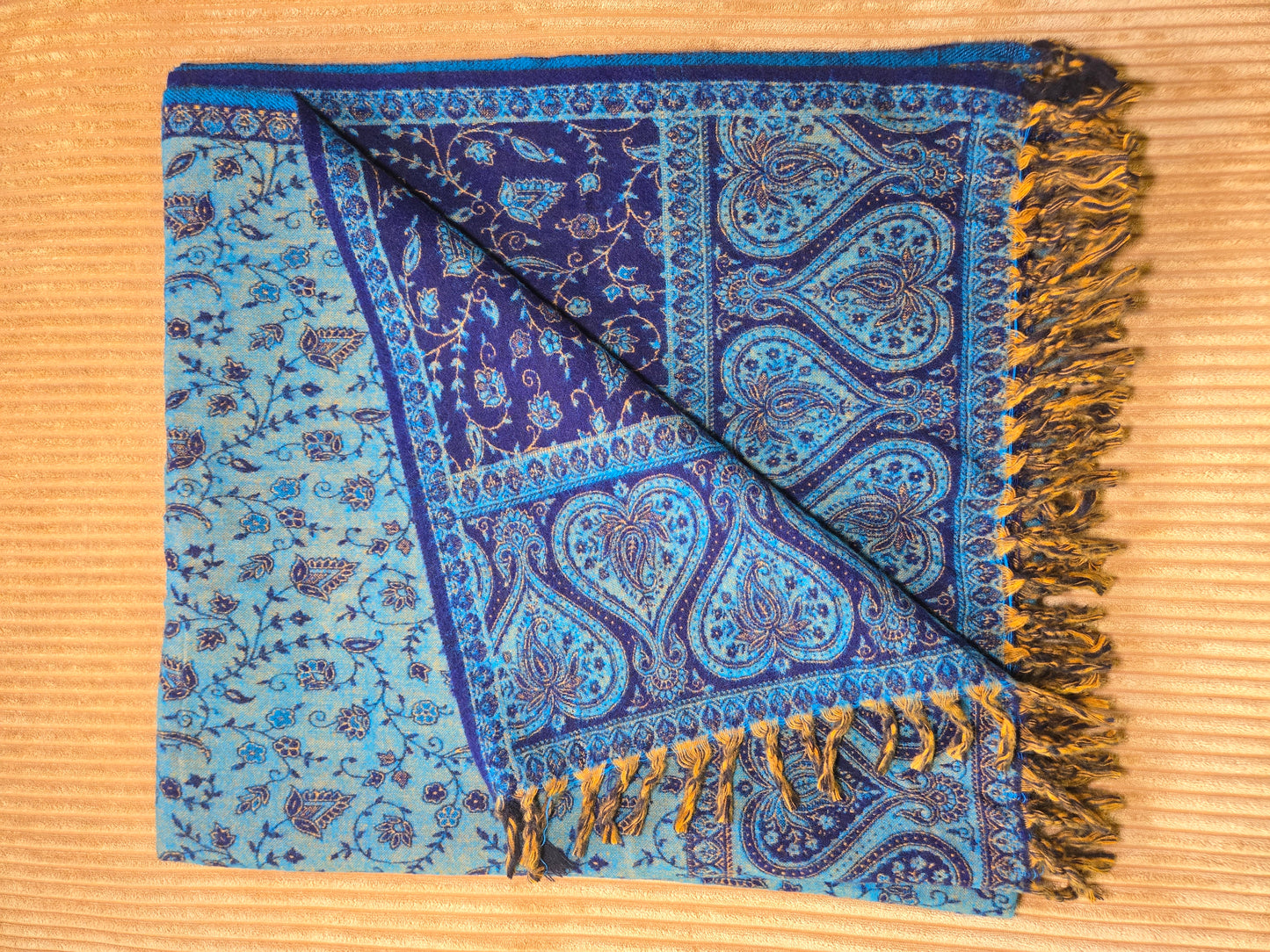 The Deep Blue Yak Wool Shawl