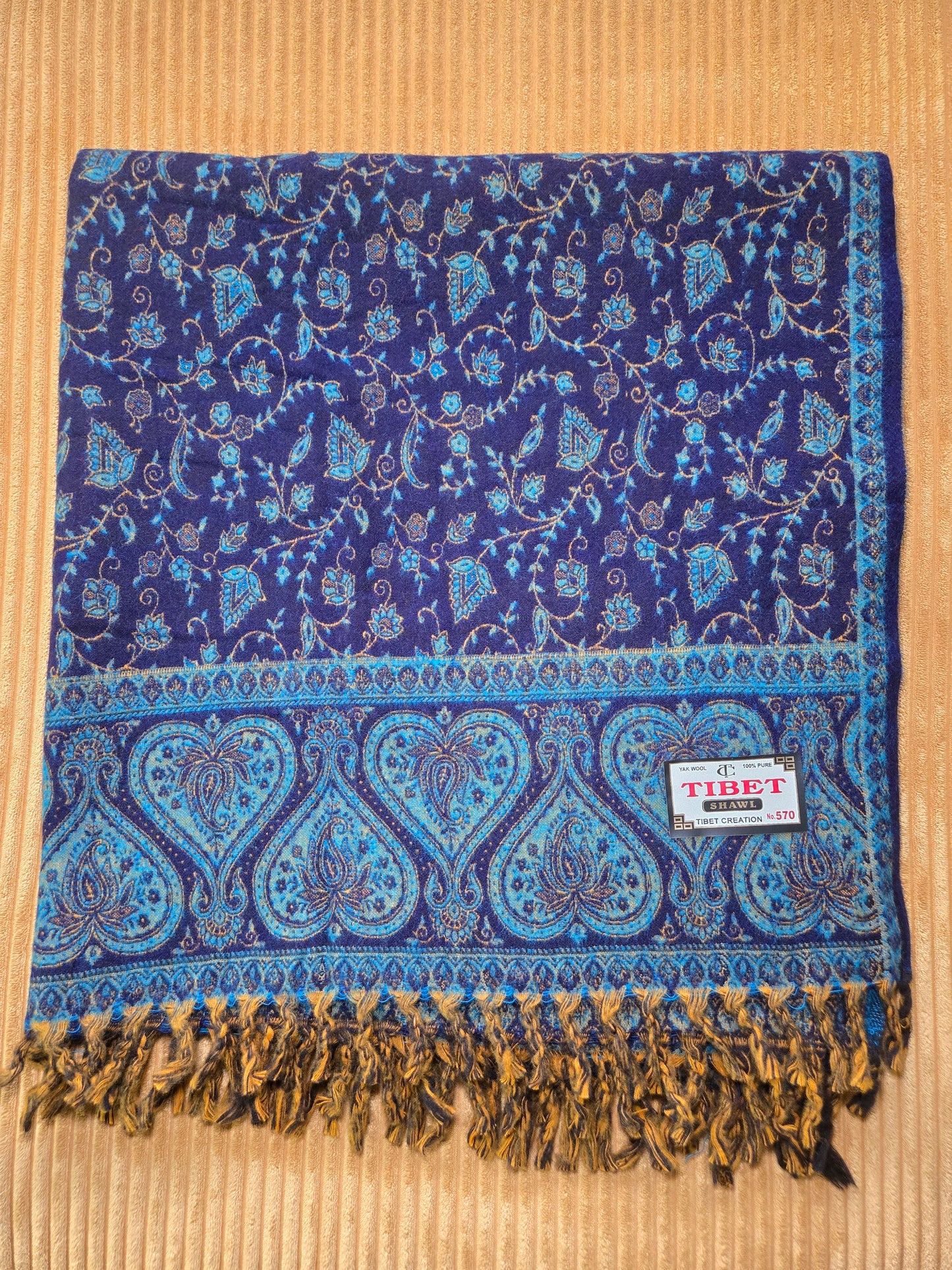 The Deep Blue Yak Wool Shawl