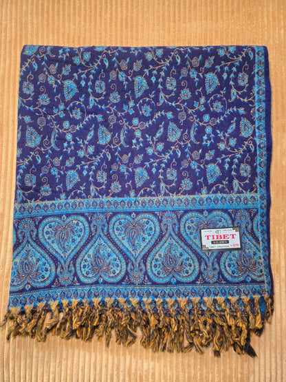 The Deep Blue Yak Wool Shawl