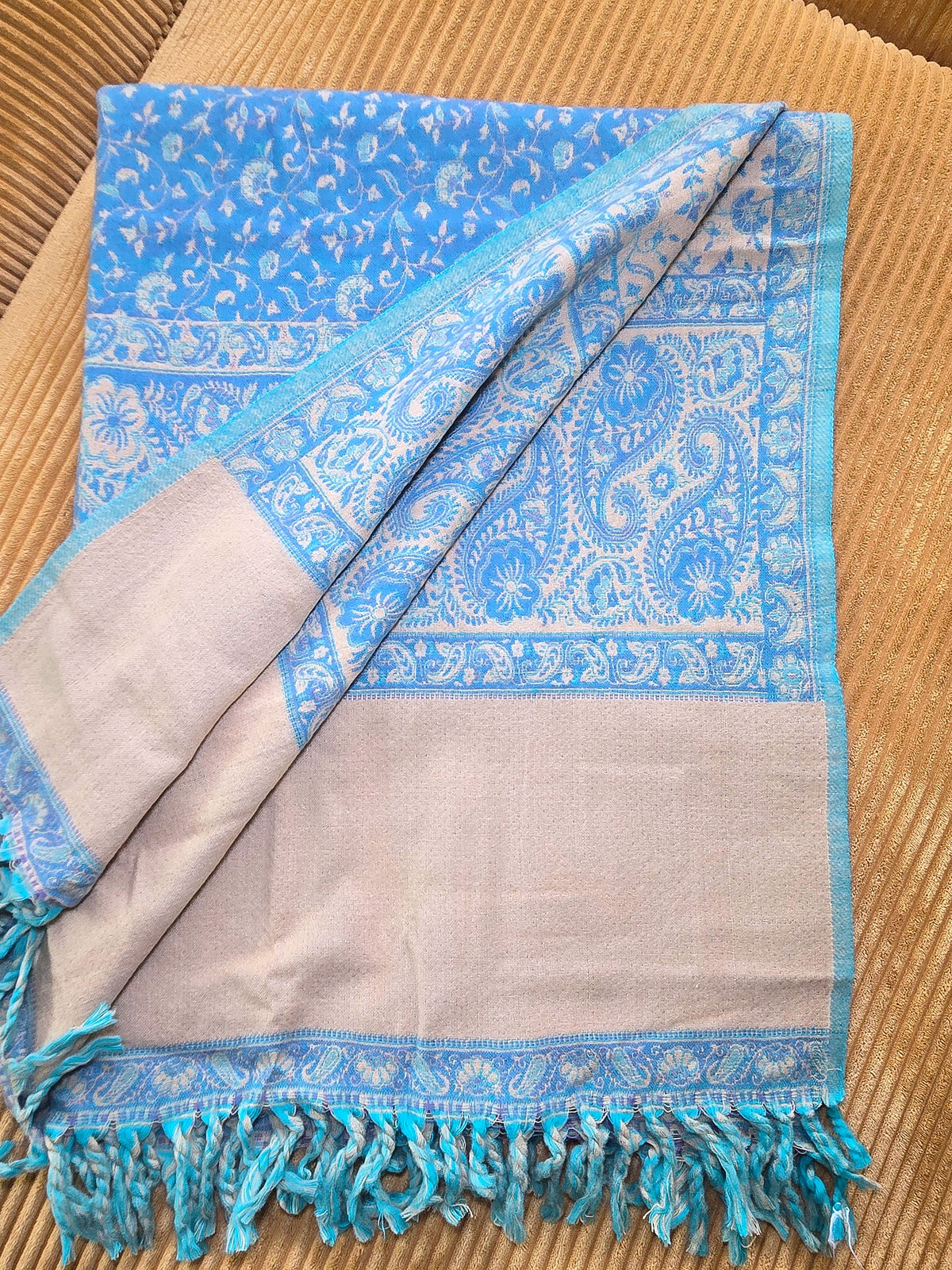 Blue Sky handwoven yak wool shawl wrap, folded
