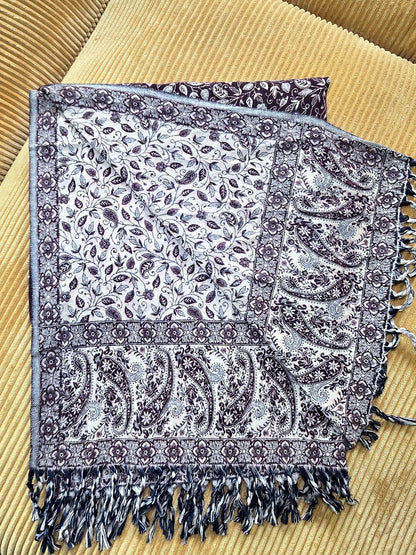 Brown Is the New Black handwoven yak wool shawl wrap, folded