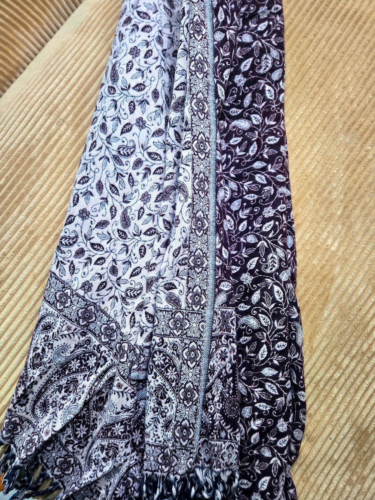 Brown Is the New Black handwoven yak wool shawl wrap, reverse side