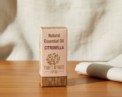Citronella essential oil in its printed Tibet Tree of Life box, 10ml