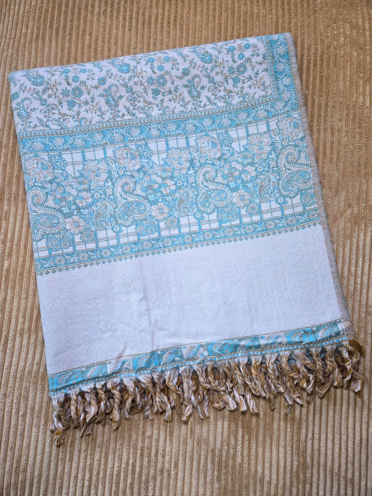 Deep Ocean handwoven yak wool shawl wrap, weave close-up