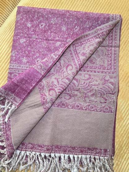 Earthy Burgundy handwoven yak wool shawl wrap, weave close-up