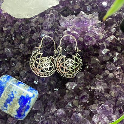 Mystic Seed of Life Hoop Earrings – Intricate & Symbolic