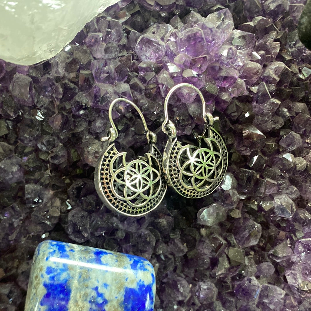 Mystic Seed of Life Hoop Earrings – Intricate & Symbolic